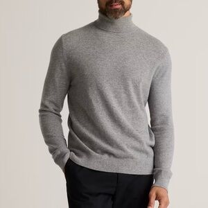 Quince Gray Turtleneck Sweater with Ribbed Details